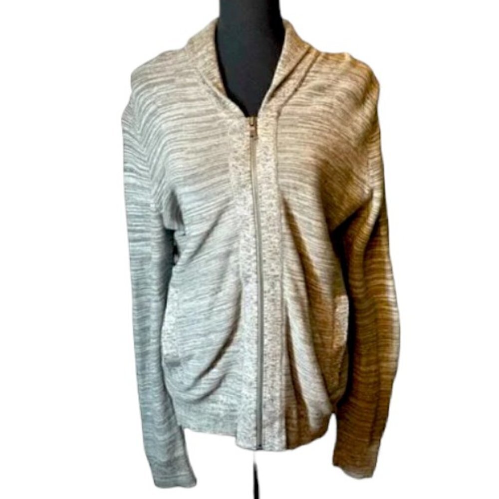 Banana Republic Gray Long Sleeve V-Neck Full Zip Jacket Size Medium